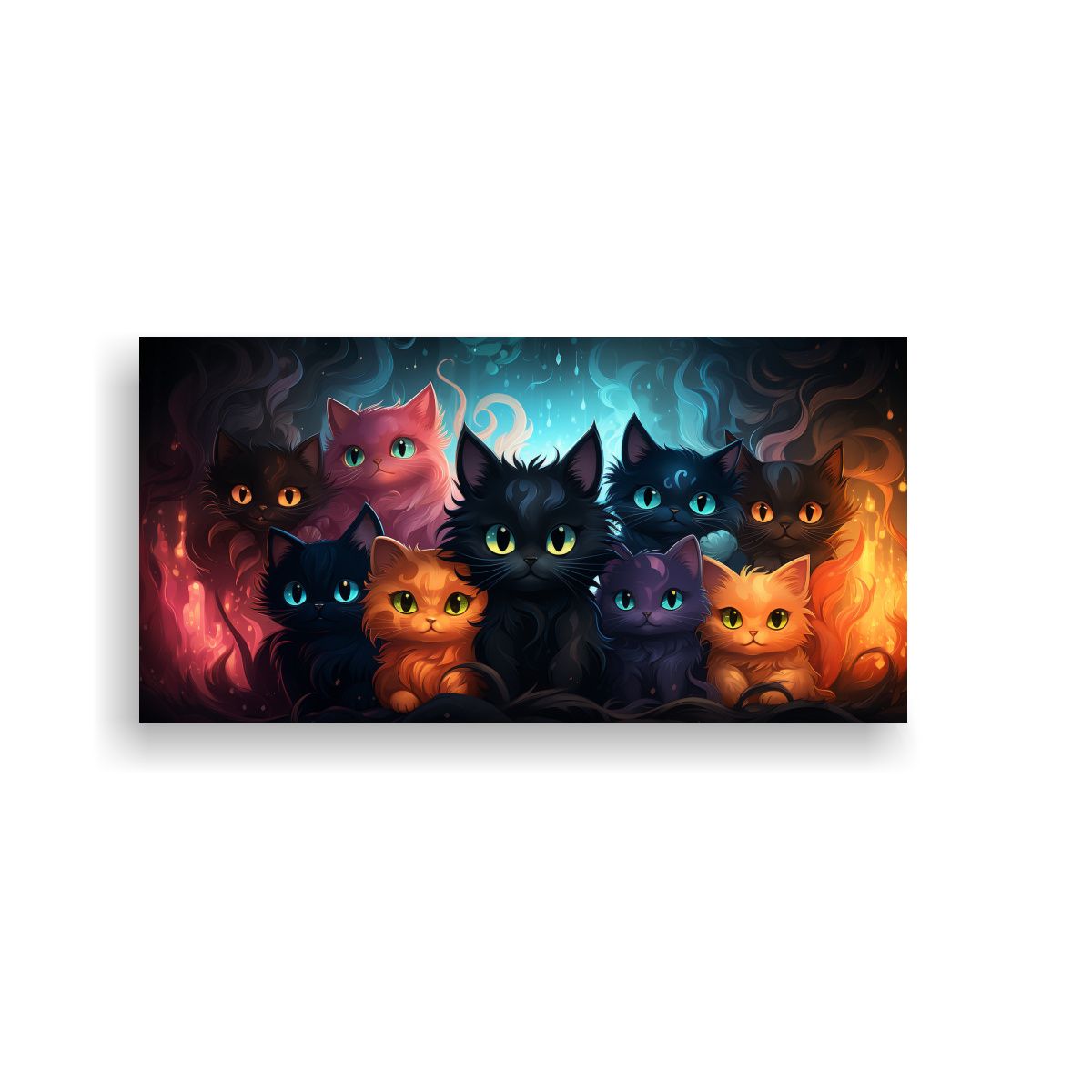 GENERICO - Pinturas Decorativas De Gatos Kawaii Agrupados En 60x30 Cm