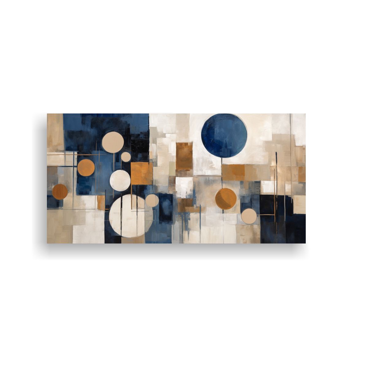 GENERICO - Pintura Abstracta En Tonos Oscuro Azul Beige Y 80x40 Cm