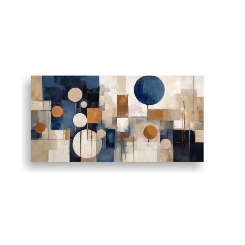 GENERICO - Pintura Abstracta En Tonos Oscuro Azul Beige Y 100x50 Cm