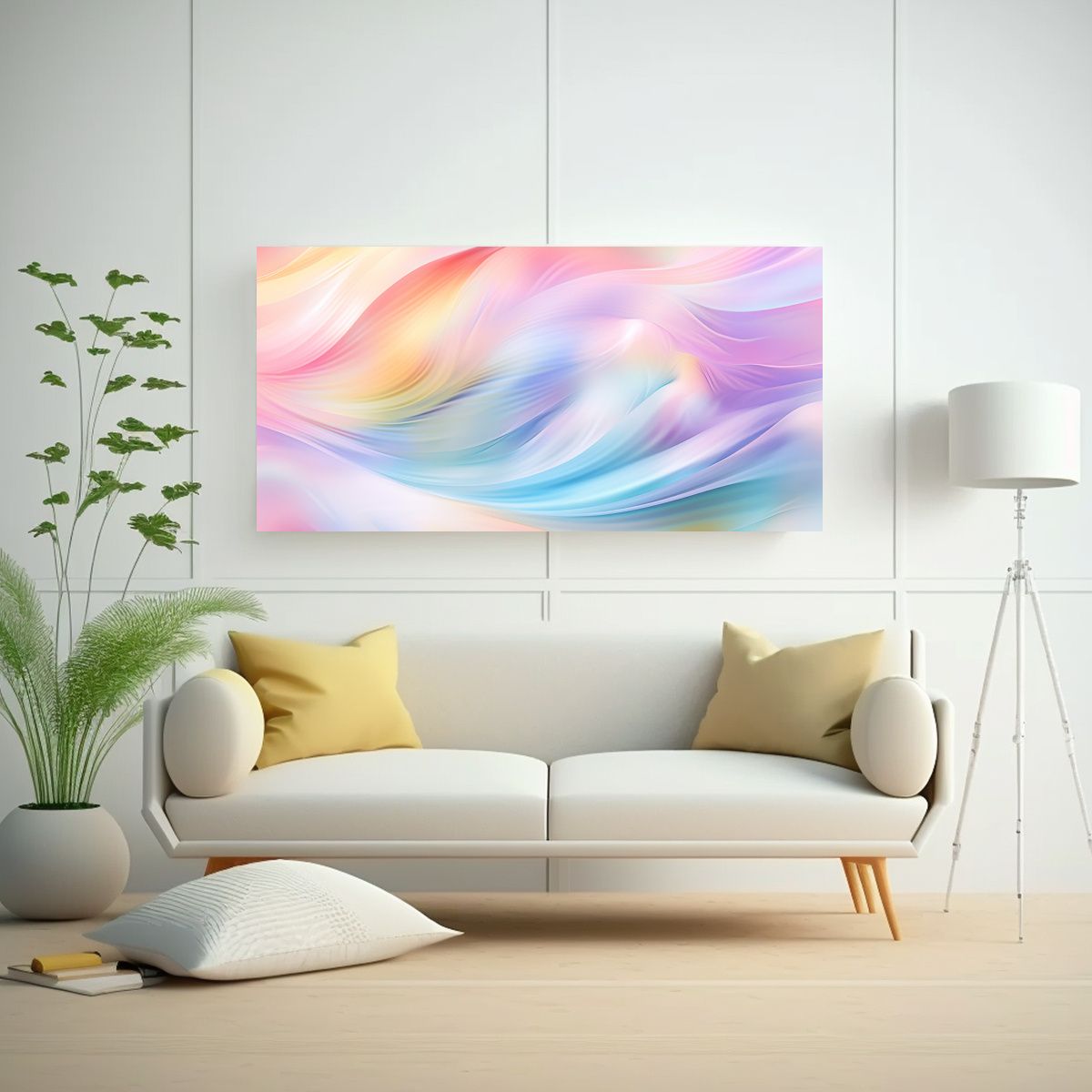 GENERICO - Venta Cuadro Simetría Pastel Holográfico Fondo 100x50 Cm