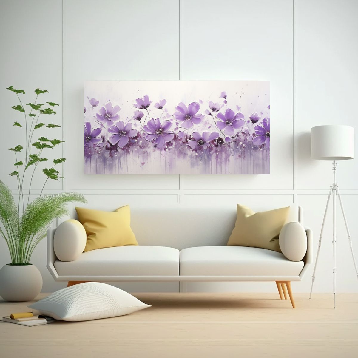 GENERICO - Cuadro Moderno Con Líneas Acrílicas En Fondo 80x40 Cm