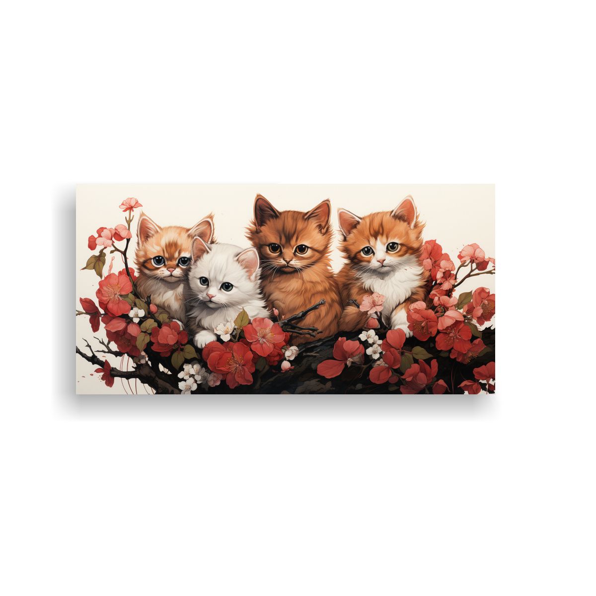 GENERICO - Pintura Lienzo Gatos Amontonados Estilo Tinta 100x50 Cm