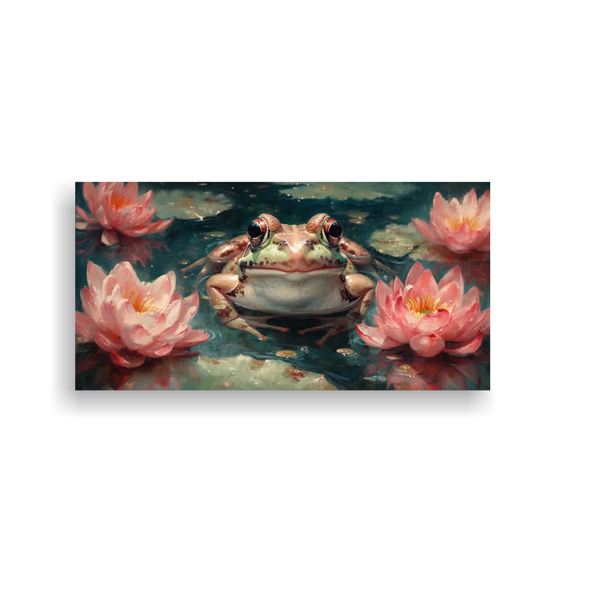 GENERICO - Pintura Decorativa Rana En Estanque De Flores De 100x50 Cm