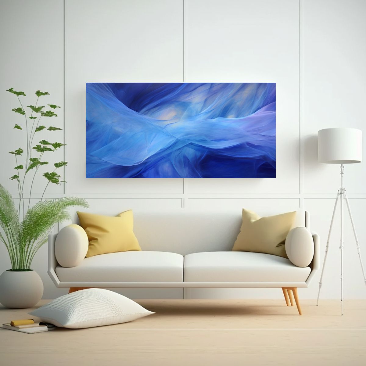 GENERICO - Cuadro Abstracto Azul Inspirado En Llamativo 80x40 Cm