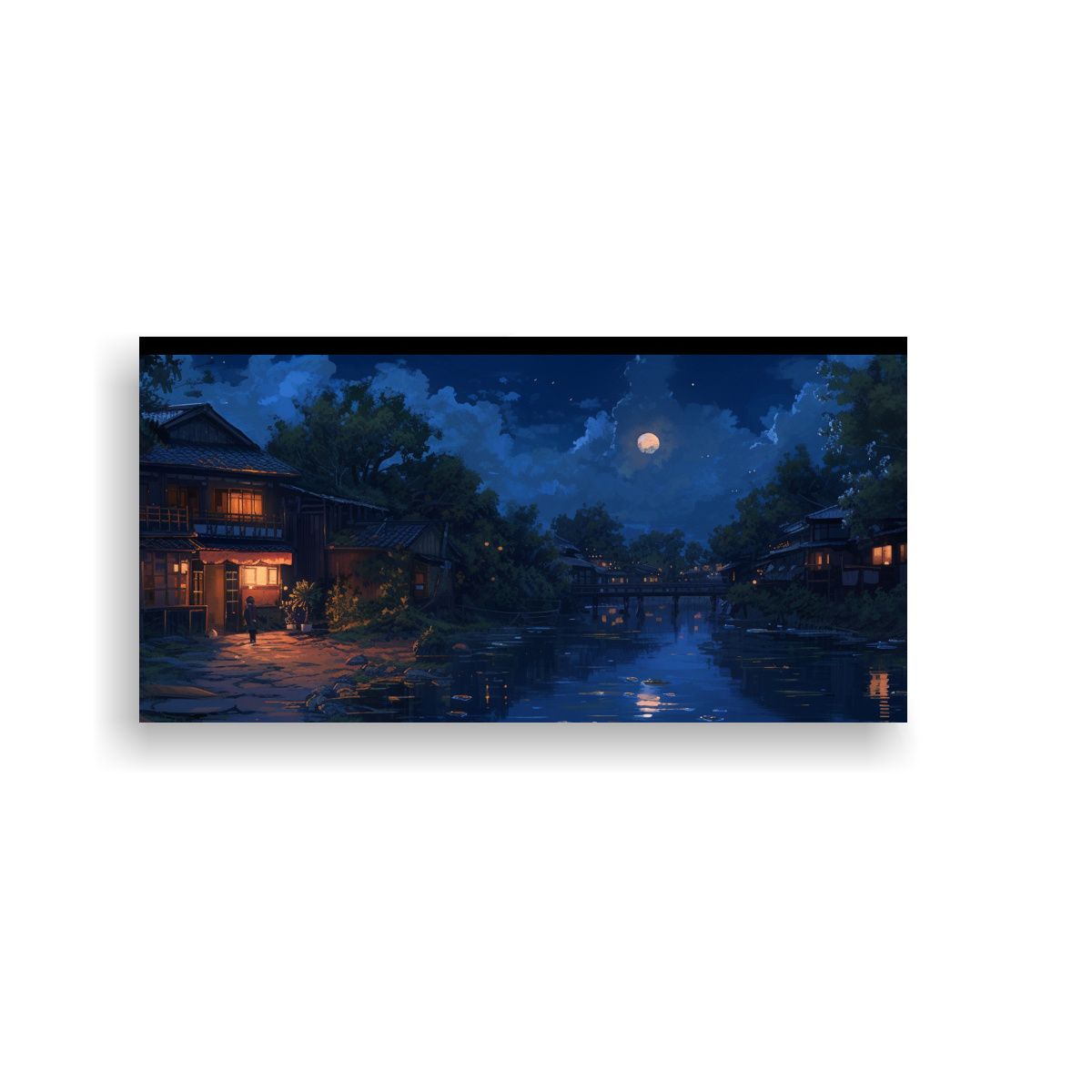 GENERICO - Pintura Digital Nocturna De Shirakami Sanchi 100x50 Cm