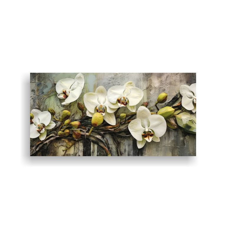 GENERICO - Cuadro Abstracto De Flores Orquídea En Tela En 100x50 Cm