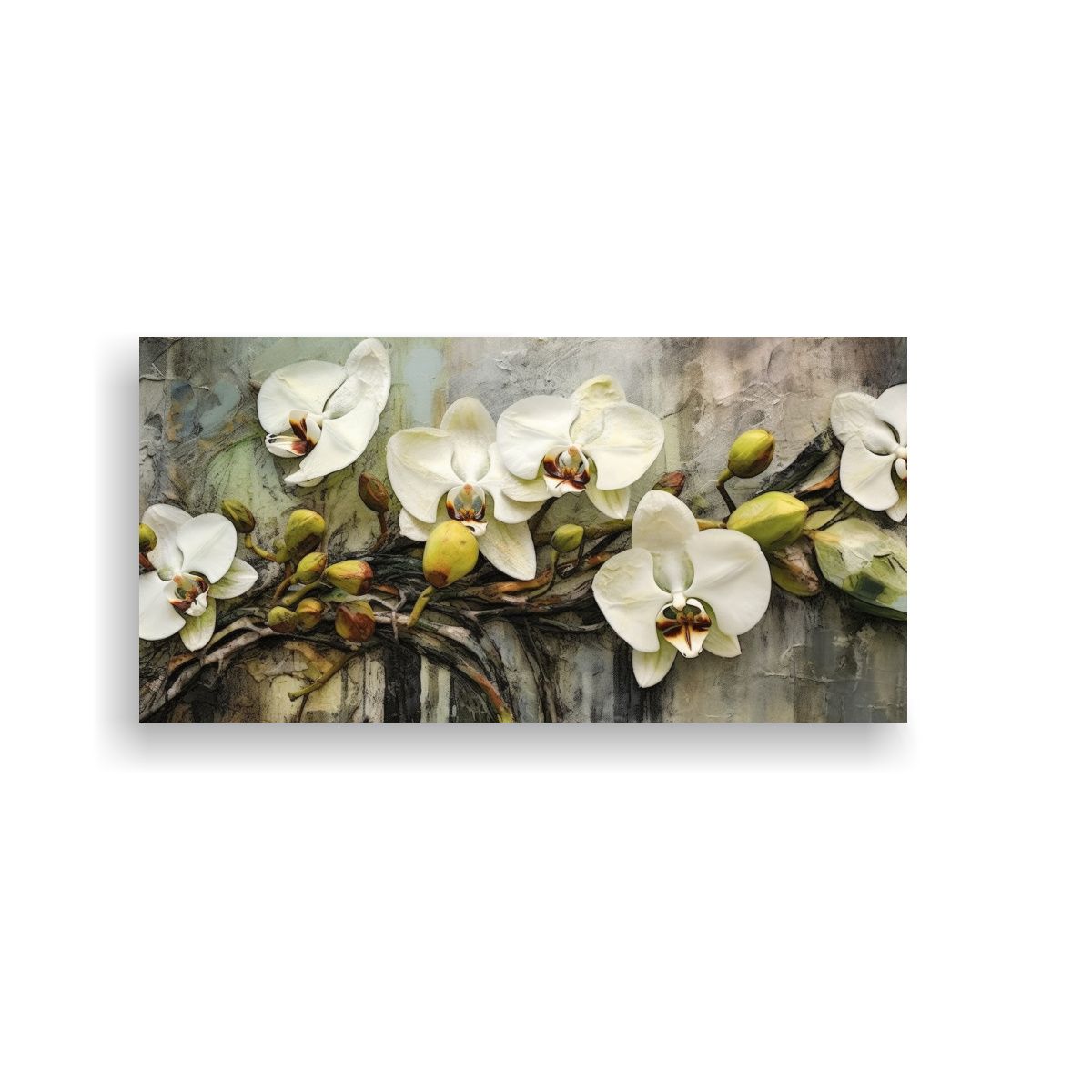 GENERICO - Cuadro Abstracto De Flores Orquídea En Tela En 100x50 Cm
