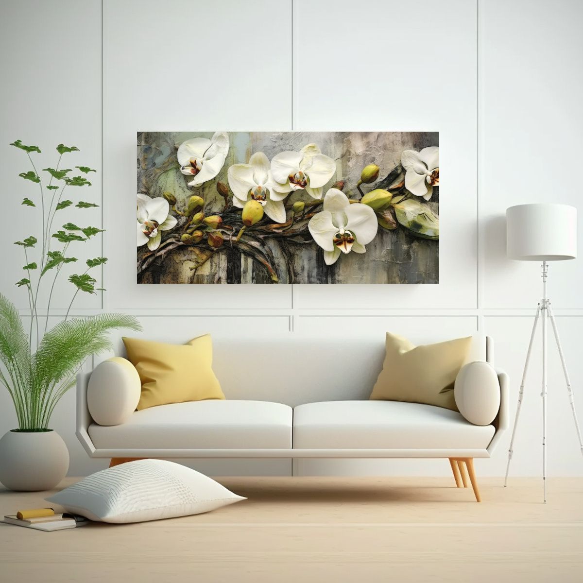 GENERICO - Cuadro Abstracto De Flores Orquídea En Tela En 100x50 Cm