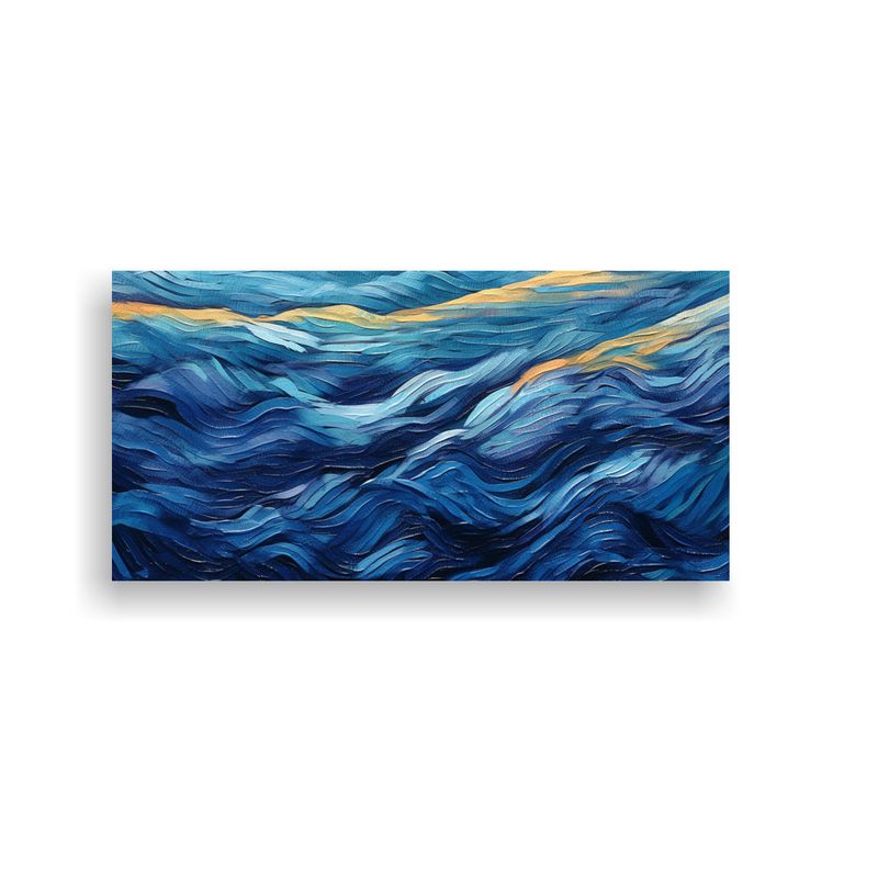 GENERICO - Pintura Abstracta Azul Con Campos Horizontales 60x30 Cm
