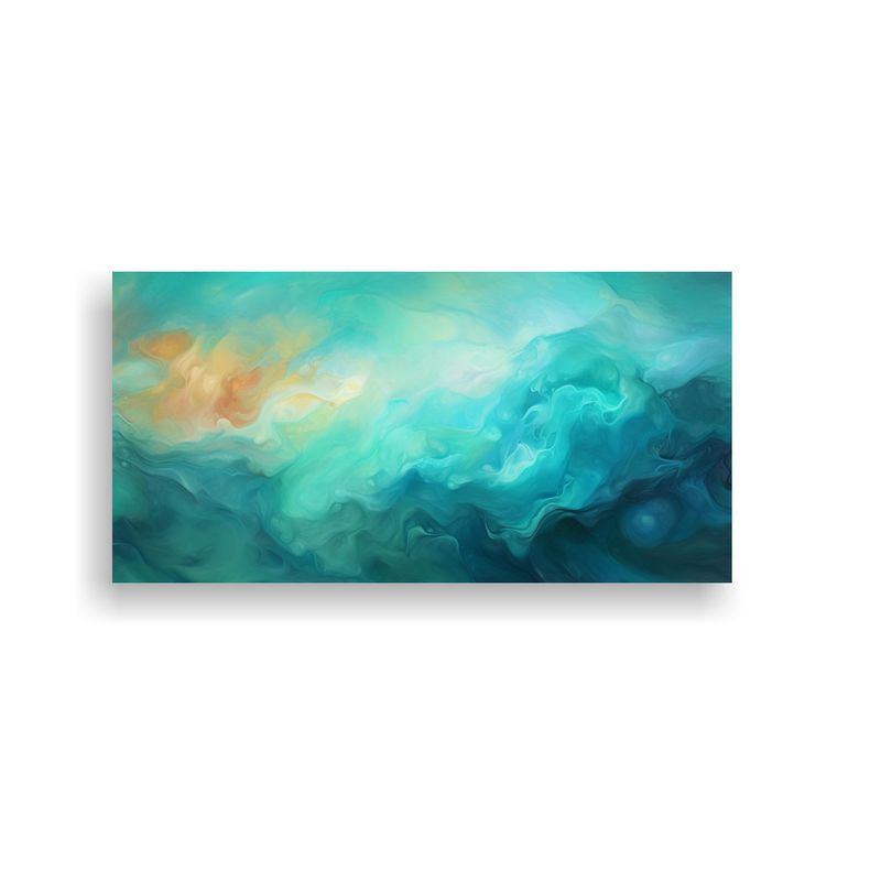 GENERICO - Pintura Abstracta En Tonos Teal Composición 60x30 Cm