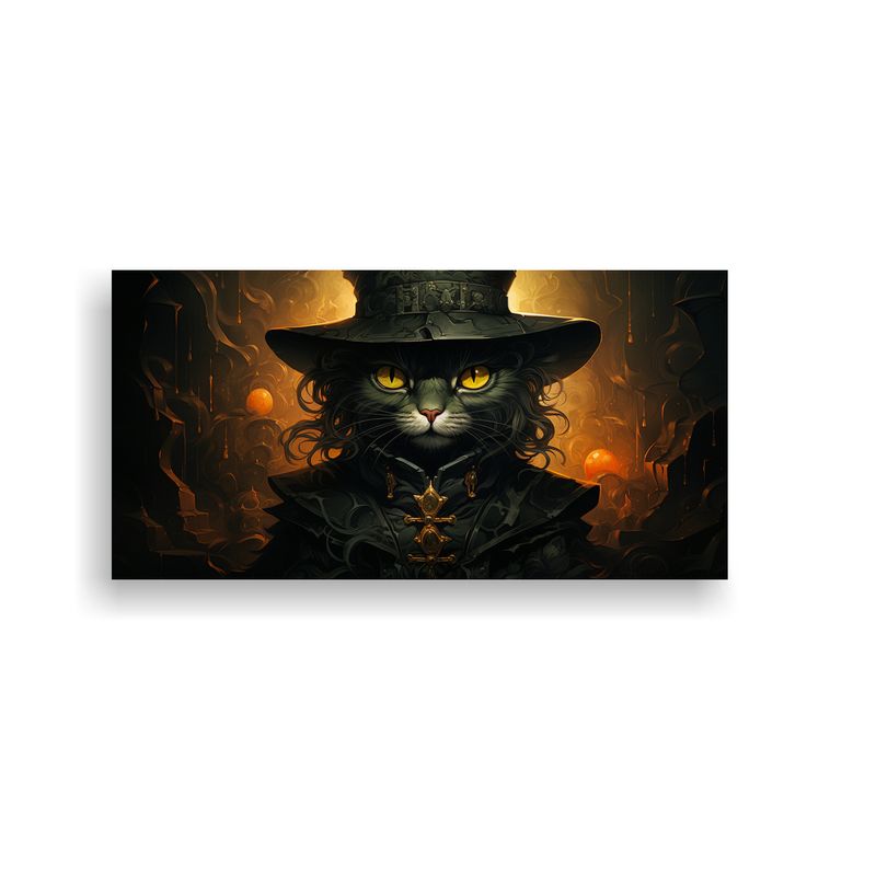 GENERICO - Cuadro Vintage De Gatos Negros Con Ojos Naranjas 100x50 Cm