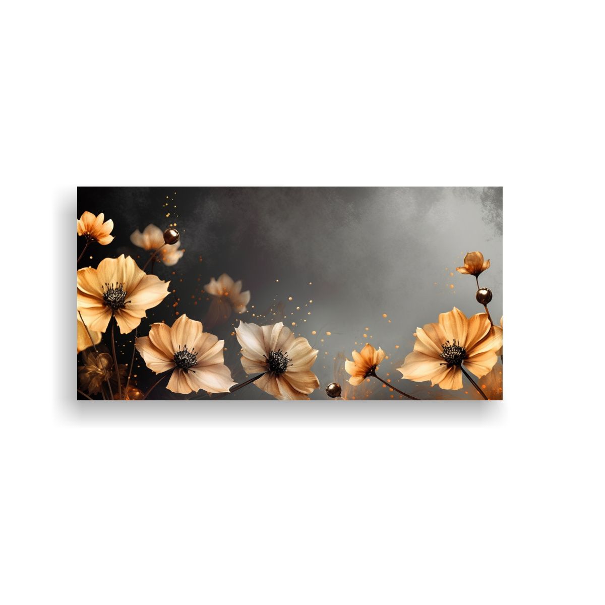 GENERICO - Pinturas Abstractas De Lujo En Negro Y Dorado 80x40 Cm