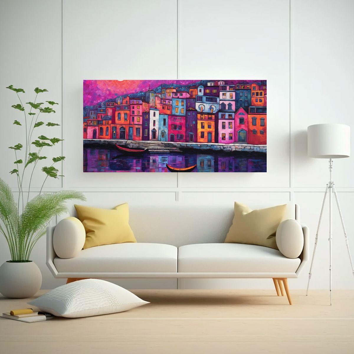 GENERICO - Cuadros Decorativos Estilo Movimiento En Violeta 100x50 Cm