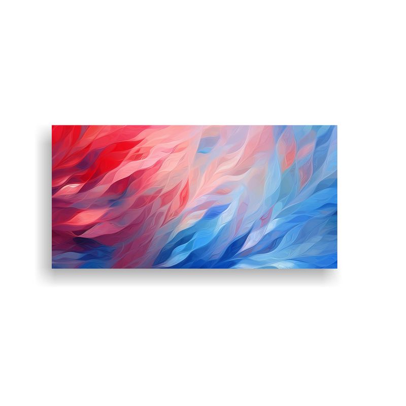 GENERICO - Cuadro Abstracto Floral En Rojo Y Azul Arte 60x30 Cm