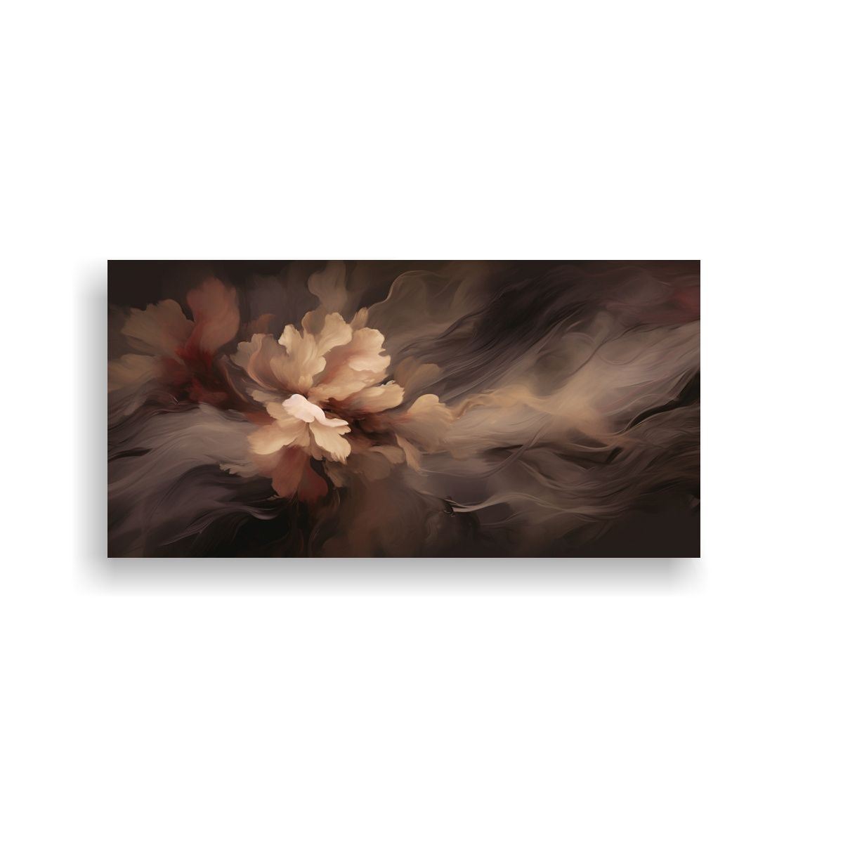GENERICO - Cuadro Abstracto Floral Taupe Oscuro Luminoso Y 60x30 Cm