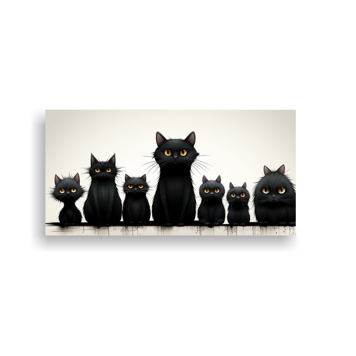 GENERICO - Gatos Negros Animados En Fotografía Para 100x50 Cm
