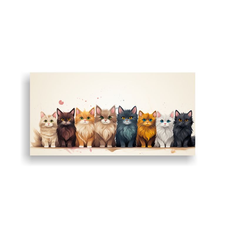 GENERICO - Cuadro Animada De Gatos En Colores Vivos Para 80x40 Cm