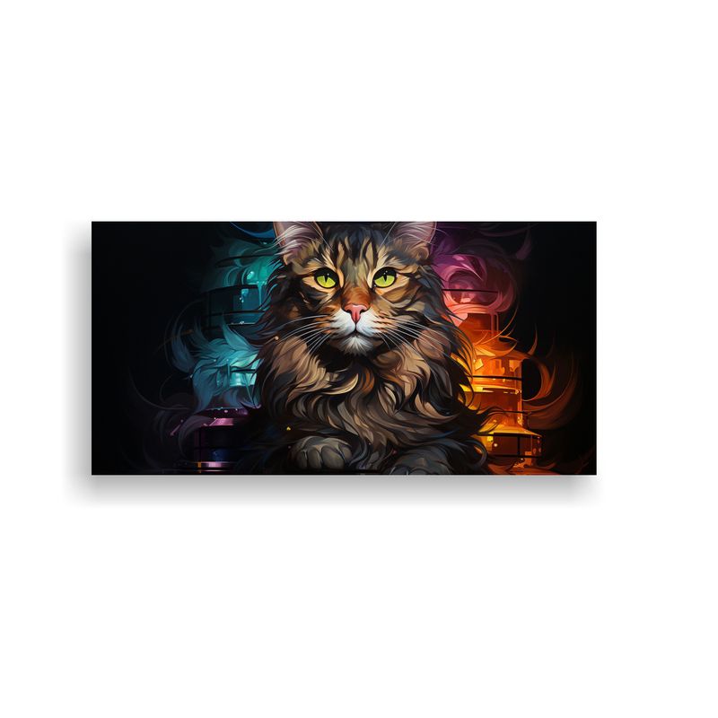 GENERICO - Pintura Pared Gatos Colores Acuarela Urbana En 80x40 Cm