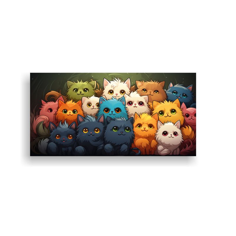 GENERICO - Cuadro De Tela Con Sticker De Multitud De Gatos 60x30 Cm