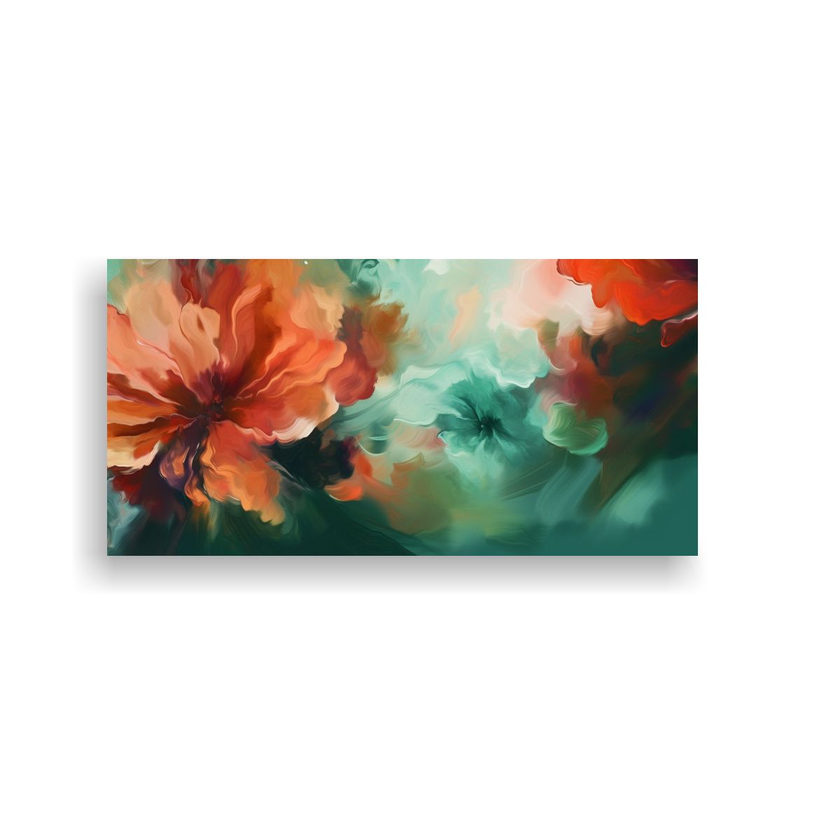 GENERICO - Pinturas Abstractas Florales En Rojo Y Verde Con 80x40 Cm