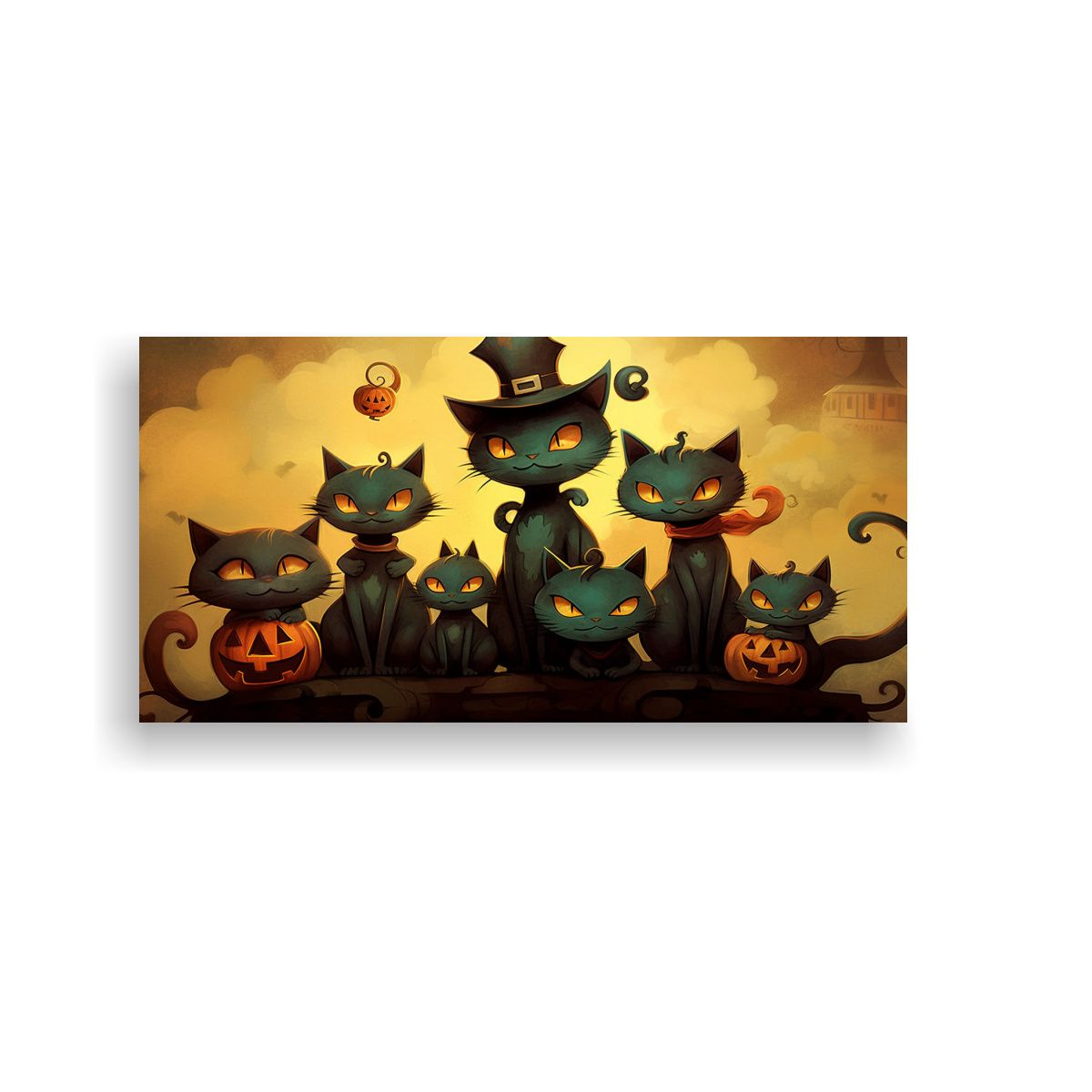 GENERICO - Pinturas Decorativas Con Gatos Negros Sobre Una 100x50 Cm