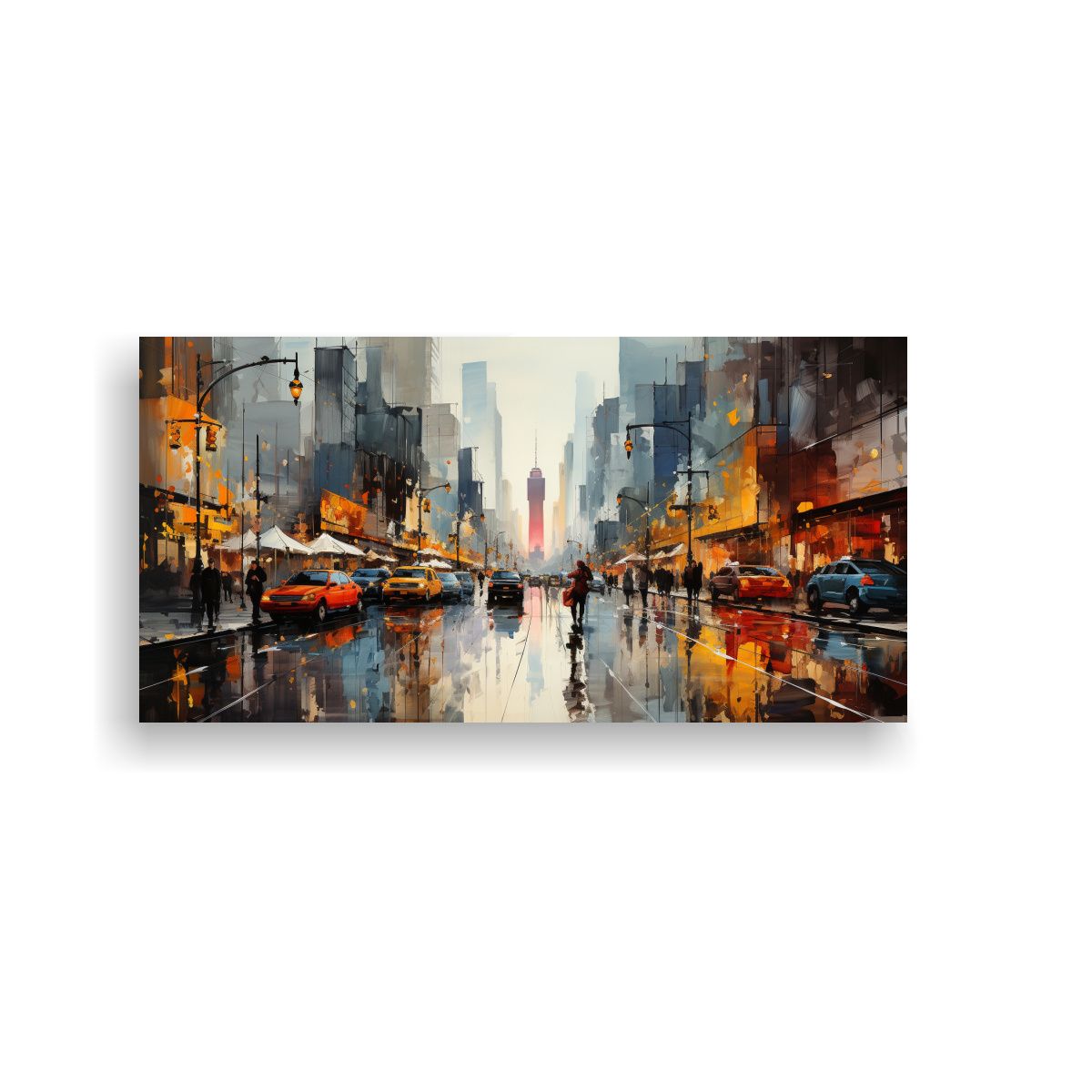 GENERICO - Pintura De Ciudad Con Tonos Cálidos En Lienzo 60x30 Cm