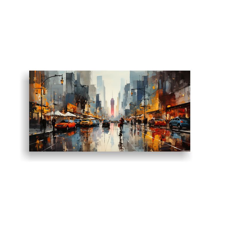 GENERICO - Pintura De Ciudad Con Tonos Cálidos En Lienzo 80x40 Cm
