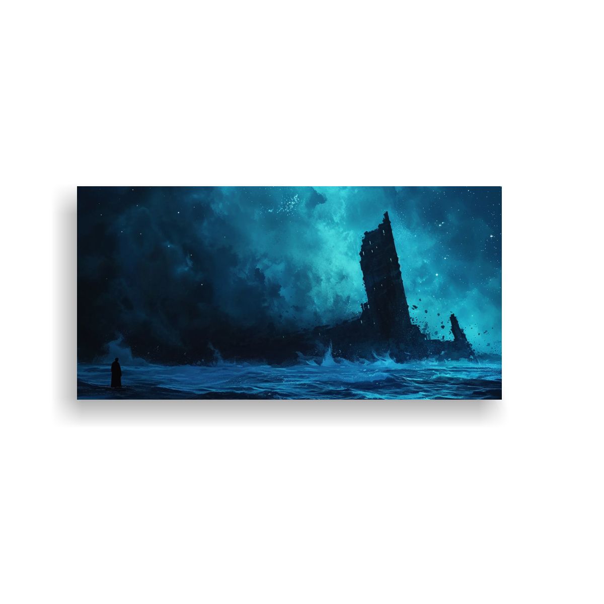 GENERICO - Arte Conceptual Juvenil De Canva Océano Azul 60x30 Cm