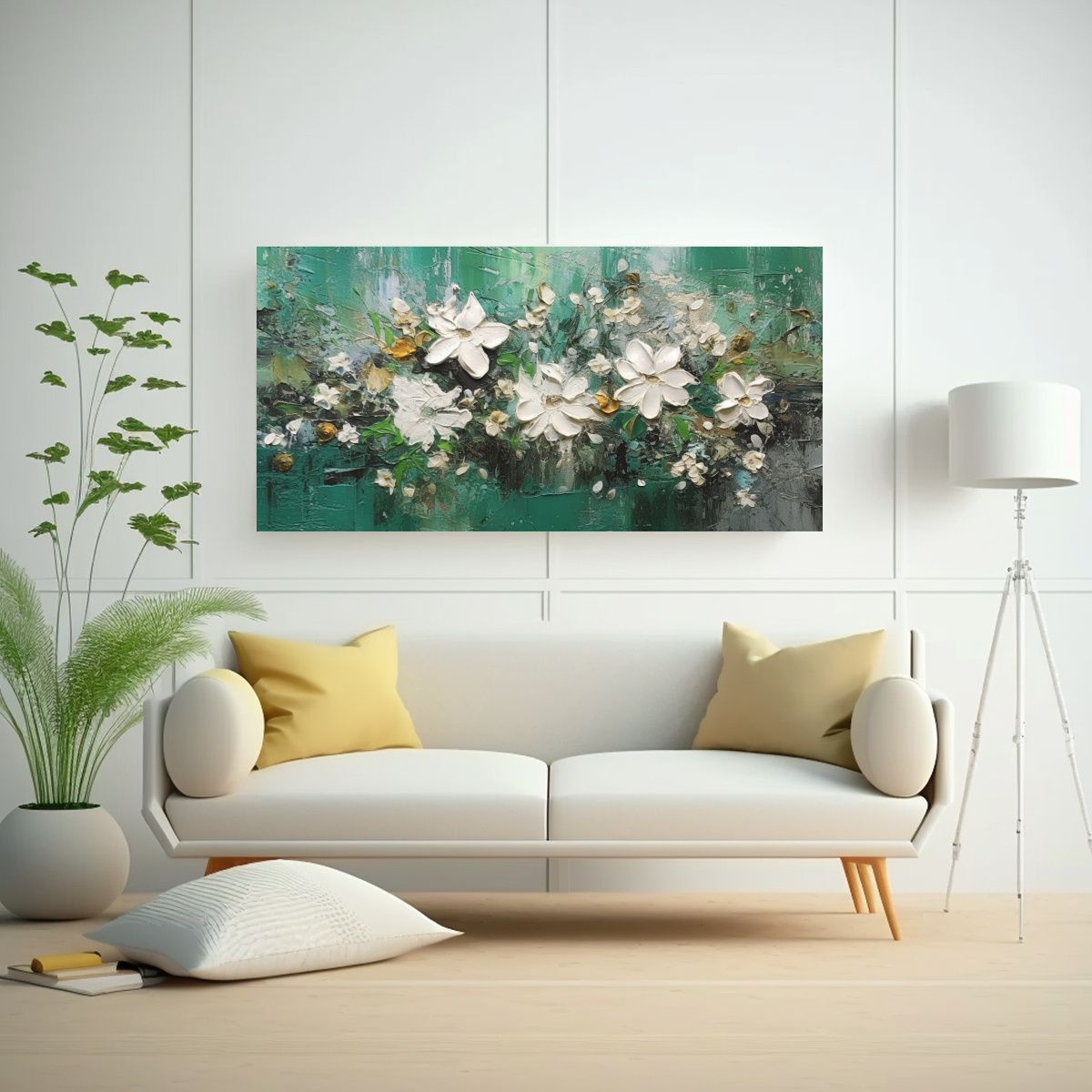 GENERICO - Cuadro De Tela Decorativo Con Flores Abstractas 100x50 Cm