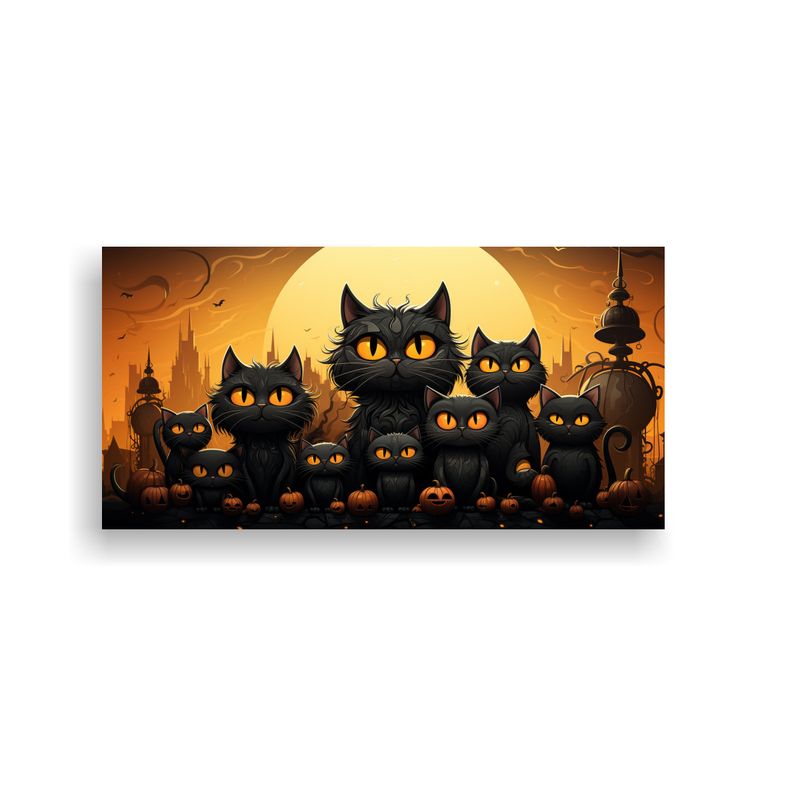 GENERICO - Cuadro Composición Surrealista Gato Negro 100x50 Cm