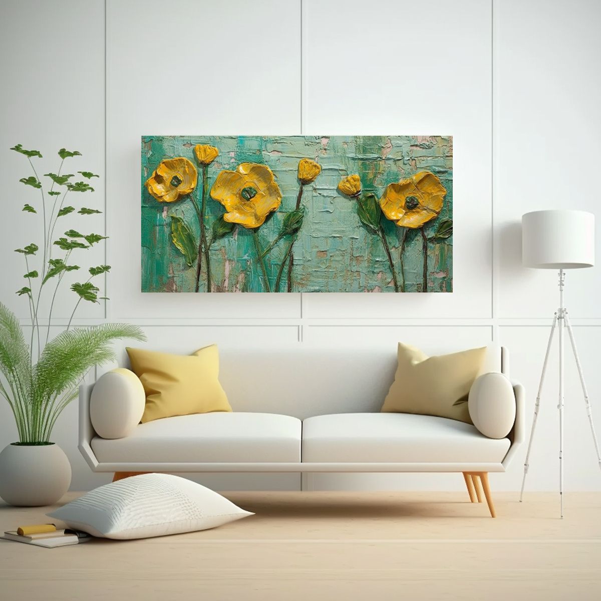 GENERICO - Flores Decorativas Pintadas En Blanco 80x40 Cm