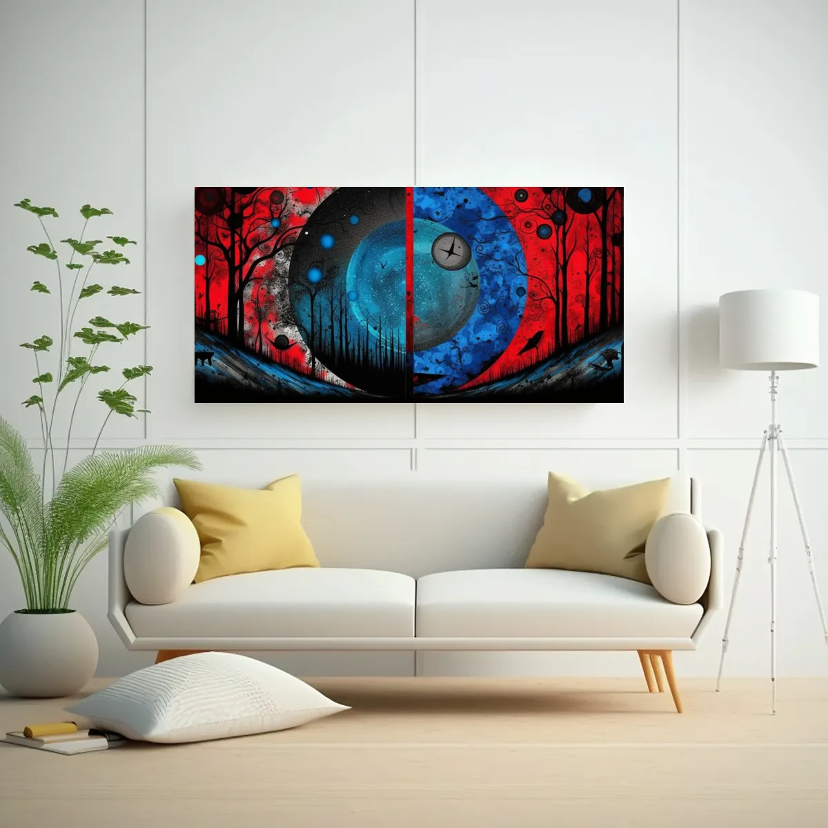 GENERICO - Pinturas Abstractas Rojo Azul Y Negro Para 100x50 Cm