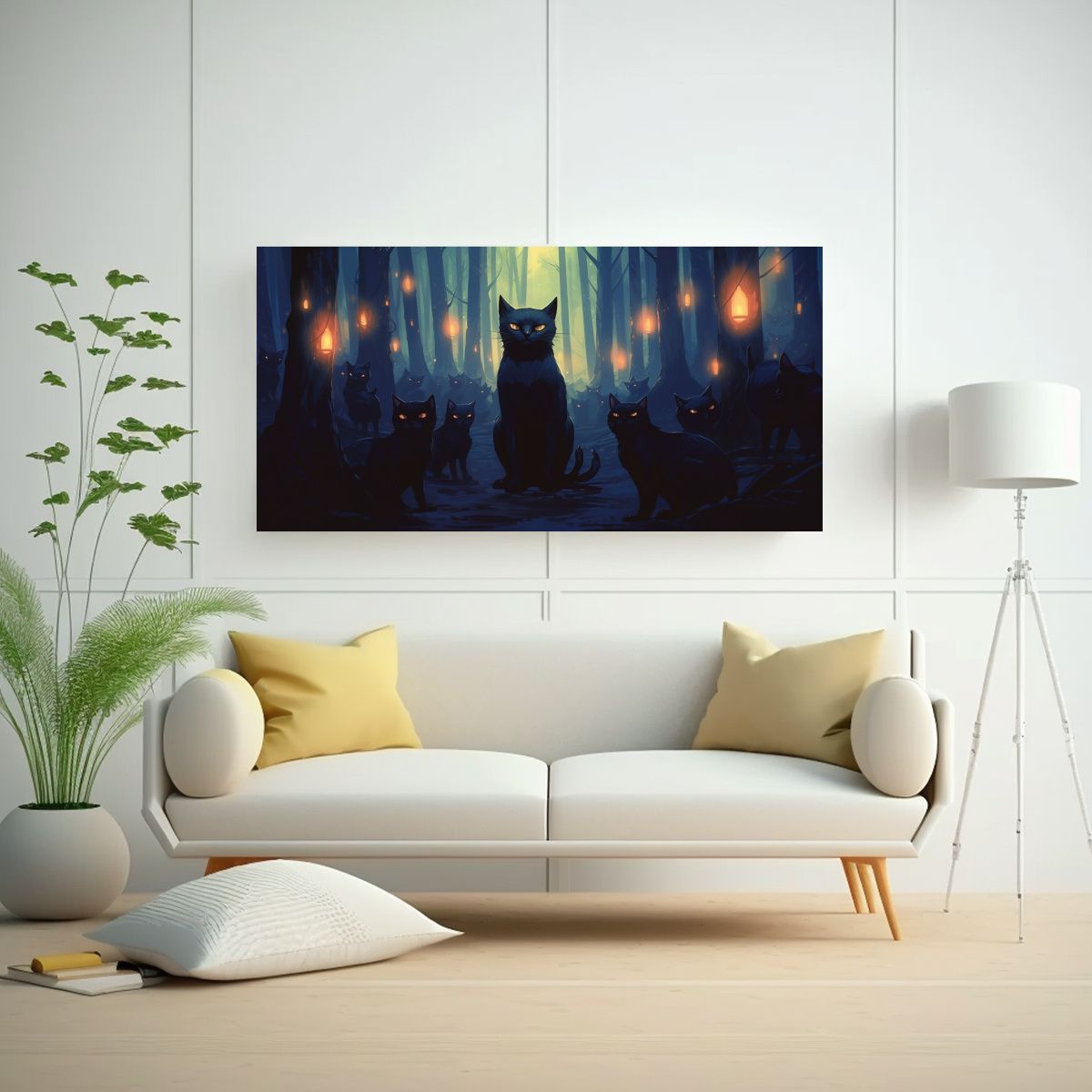 GENERICO - Pintura Decorativa De Tela Con Lindos Gatos 80x40 Cm