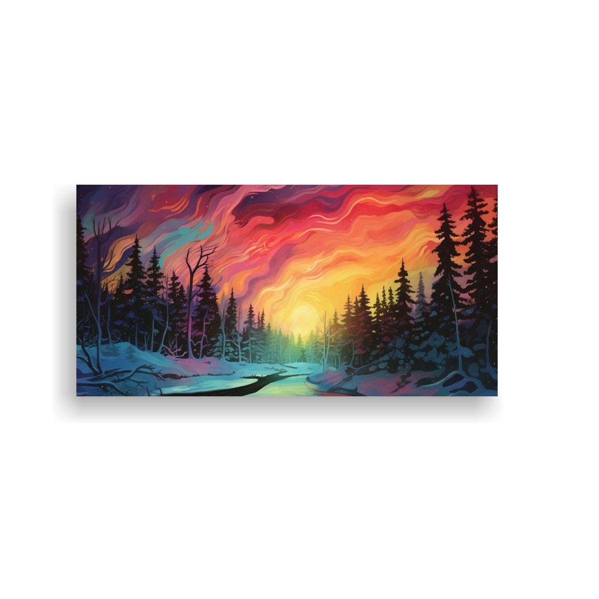 GENERICO - Pintura Cuadro Aurora Boreal Naturaleza Nórdica 100x50 Cm