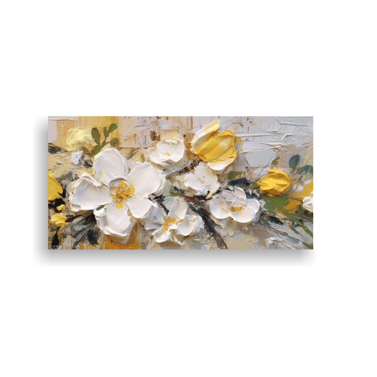 GENERICO - Cuadro Lienzo Abstracto Flores Amarillas Y 80x40 Cm