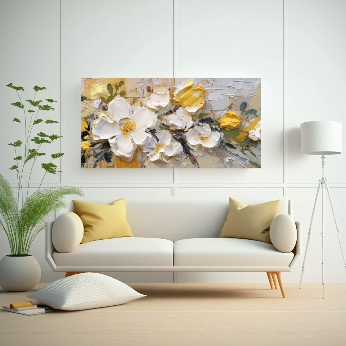 GENERICO - Cuadro Lienzo Abstracto Flores Amarillas Y 100x50 Cm
