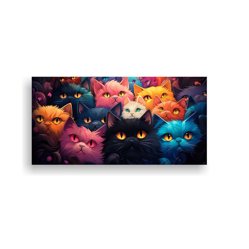 GENERICO - Cuadro Abstracto De Gatos Agrupados En Estilo 60x30 Cm