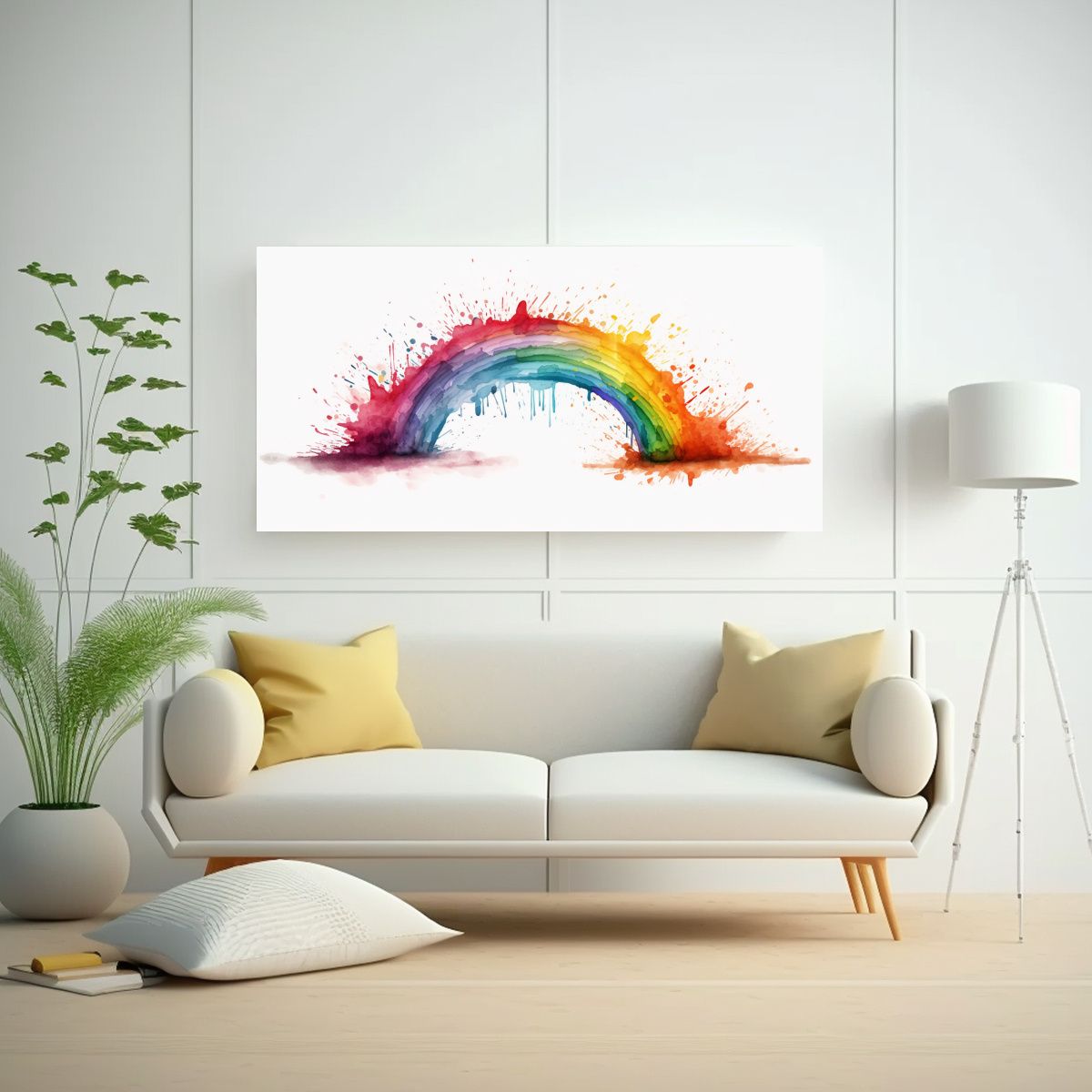 GENERICO - Pintura Decorativa Arcoíris En Estilo Oxidado 80x40 Cm