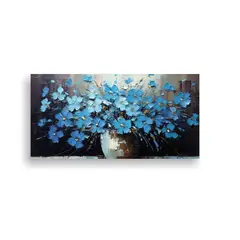 GENERICO - Pintura Floral Majestuosa De Flores Azules Al 100x50 Cm
