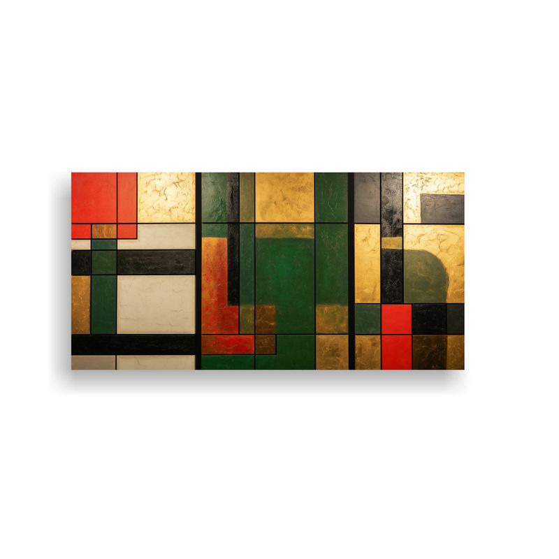 GENERICO - Cuadro Tríptico Moderno Estilo Piet Mondrian Con 60x30 Cm