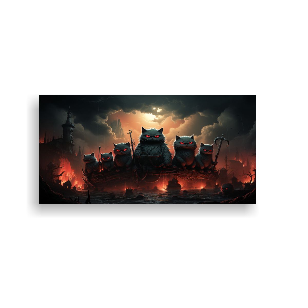 GENERICO - Cuadro Abstracto De Monstruos Gatos Malvados 60x30 Cm