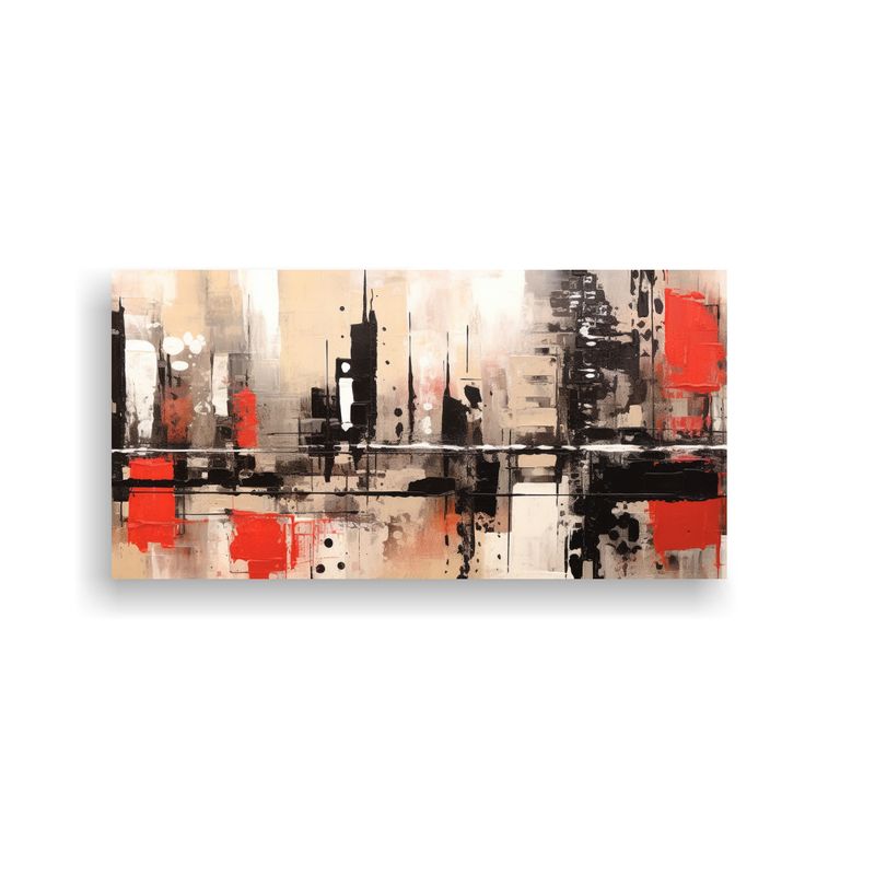 GENERICO - Pintura Abstracta Roja Negra Y Blanca Estilo F 100x50 Cm