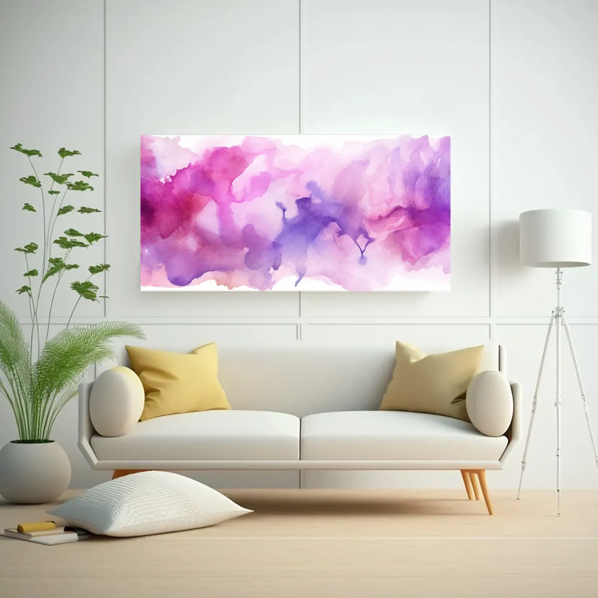 GENERICO - Pintura Abstracta Intensa En Tonos Morado Y Rosa 100x50 Cm