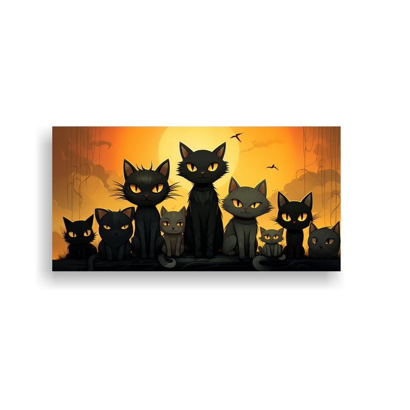 GENERICO - Pintura En Lienzo De Gatos Negros Coloridos 80x40 Cm