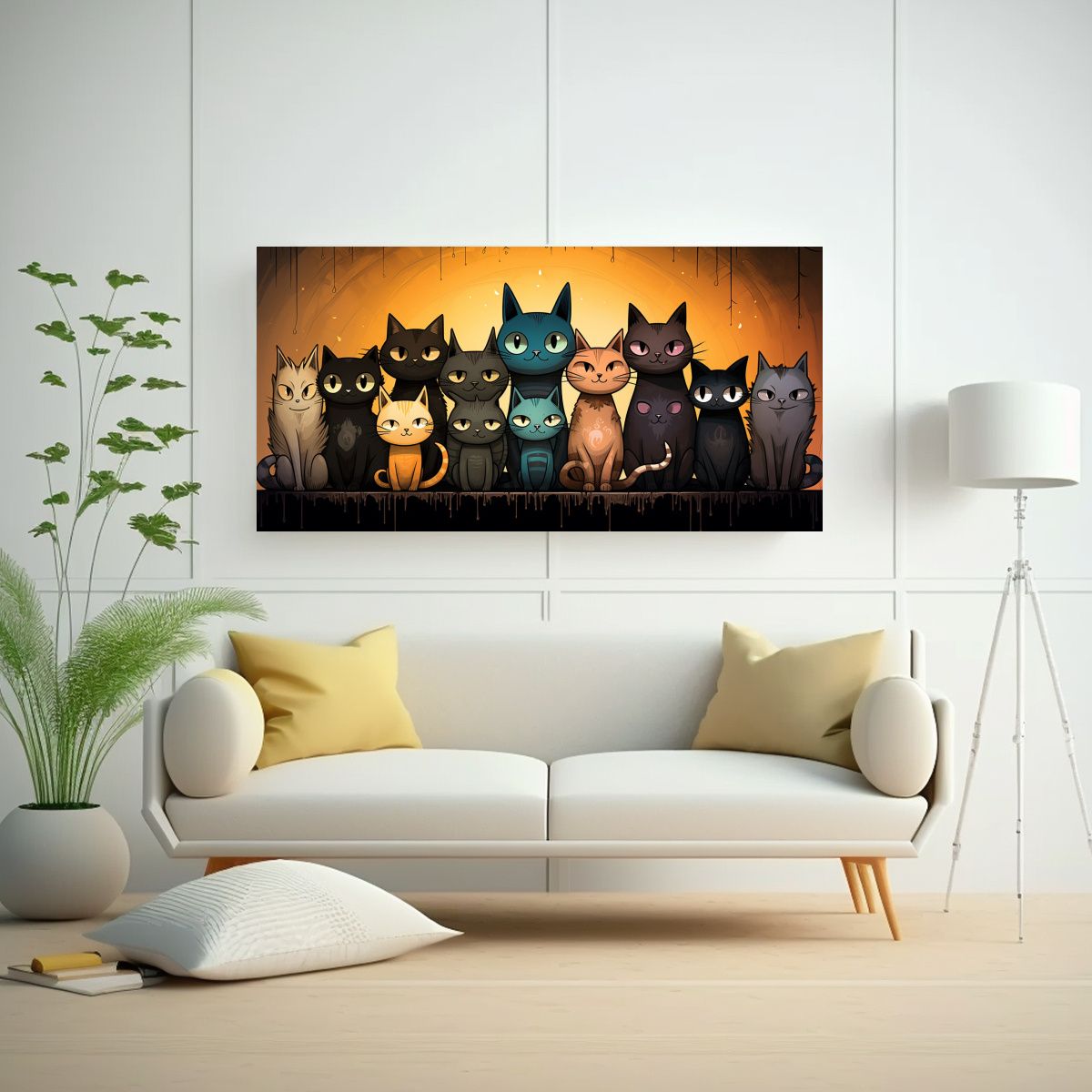 GENERICO - Pinturas De Decoración Con Gatos De Colores 100x50 Cm