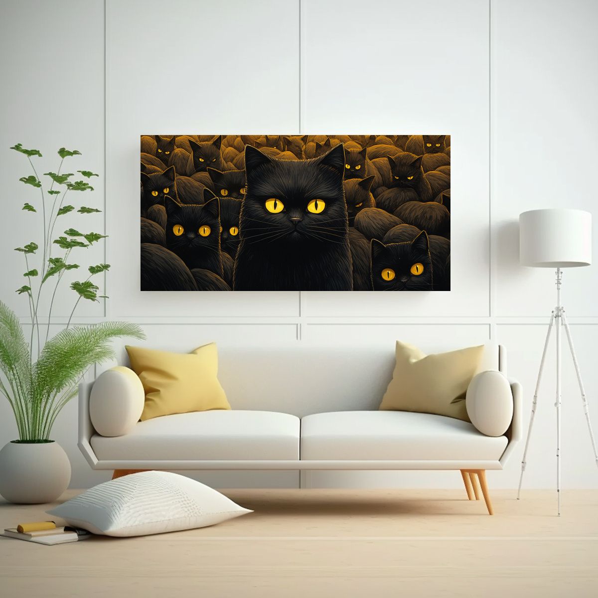 GENERICO - Pinturas Decorativas Modernas De Gatos En Blanco 100x50 Cm