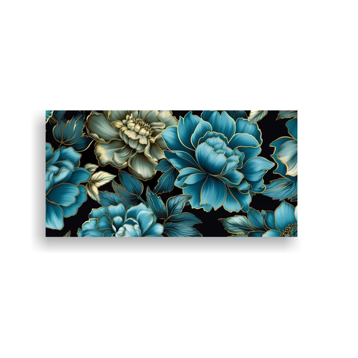GENERICO - Pinturas De Decoración Con Flores Azul Oscuro Y 60x30 Cm