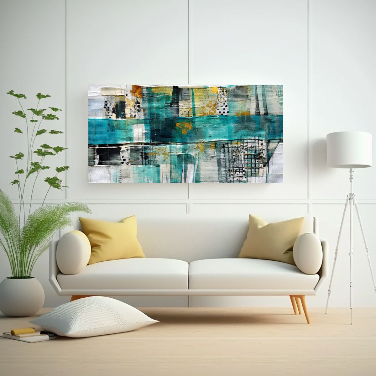 GENERICO - Tela En Bastidor De Arte Abstracto Contemporáneo 100x50 Cm