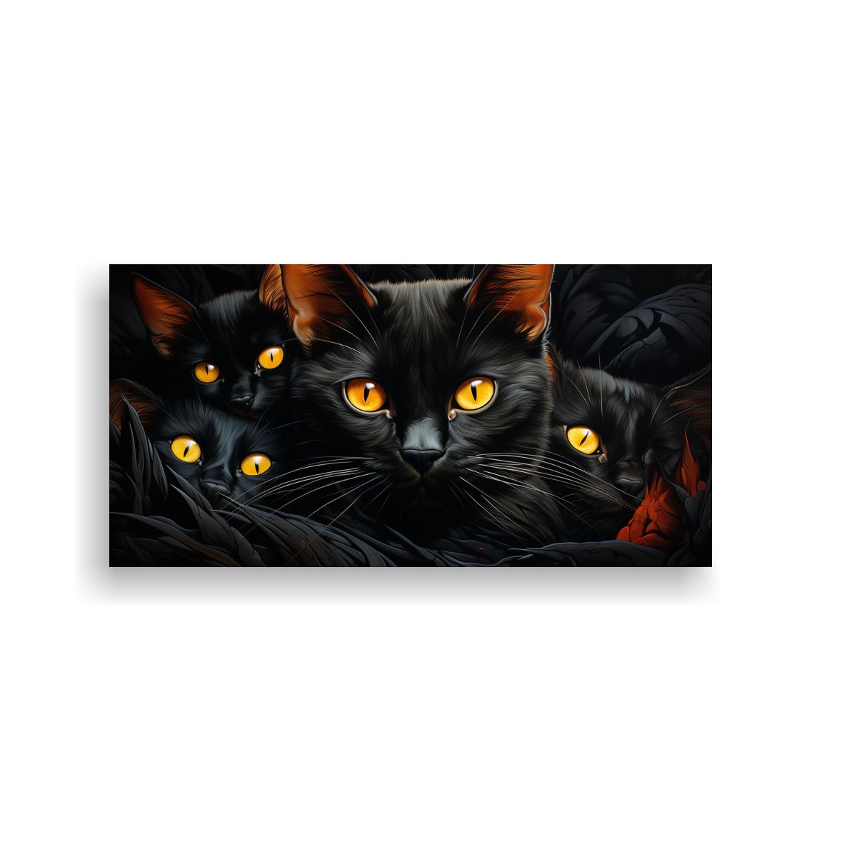 GENERICO - Cuadro Decorativo Gatos Negros Y Amarillos 80x40 Cm