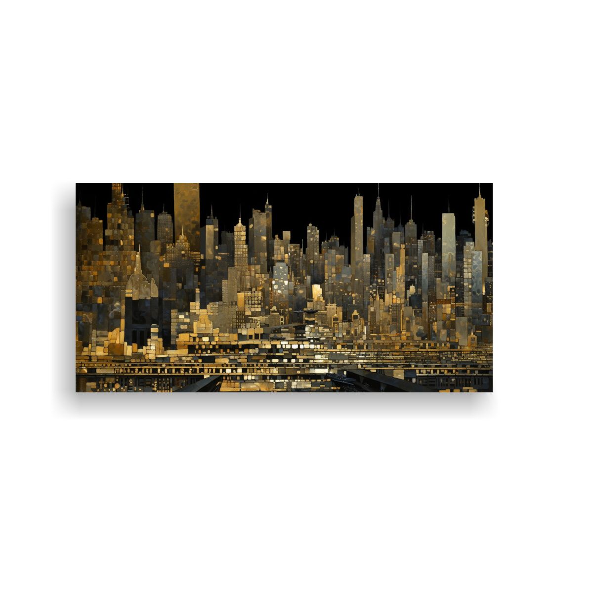 GENERICO - Pinturas Abstractas En Negro Y Oro Para 100x50 Cm